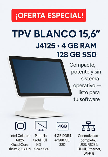 TPV Blanco 15,6" 16:9 J4125 4+128GB