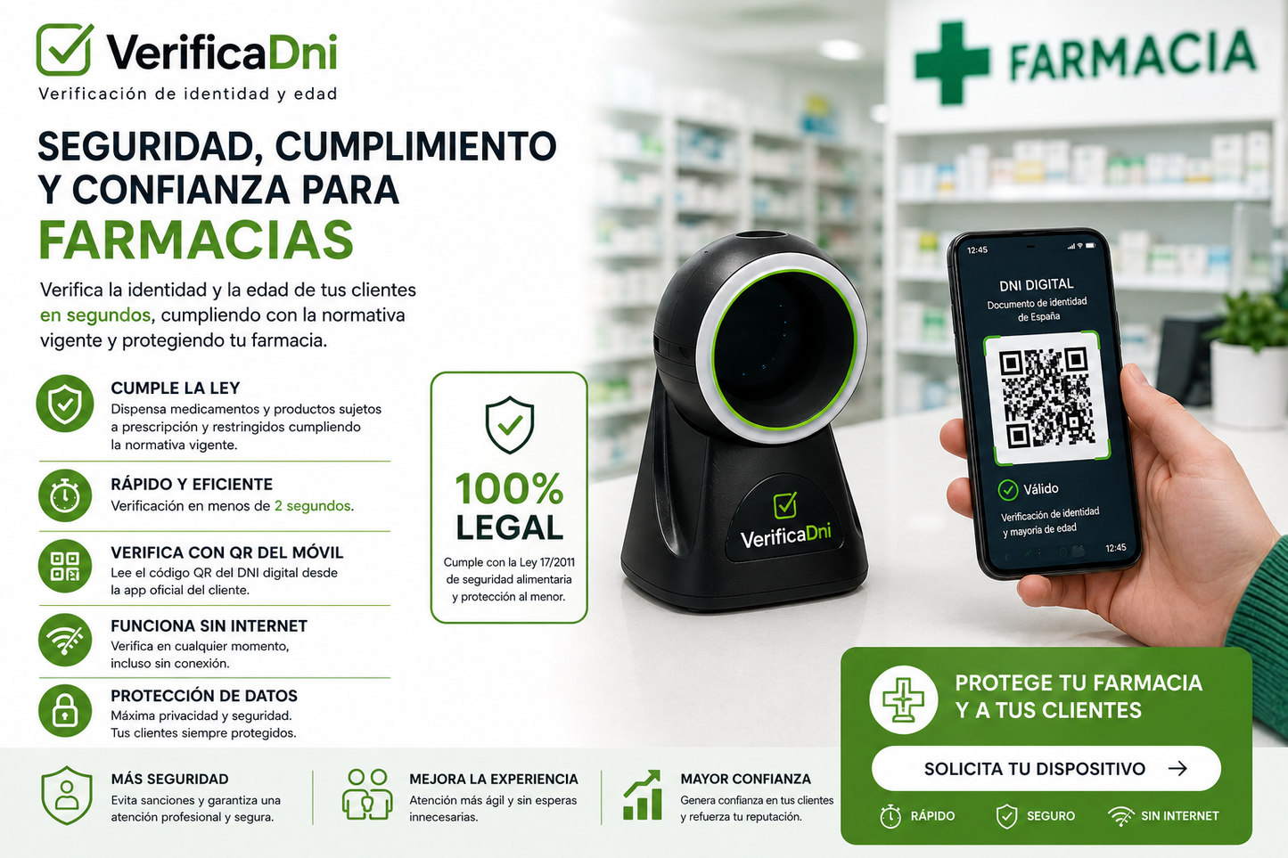 Kit Verificador MiDNI — Software VerificaDNI + Lector QR 2D Profesional