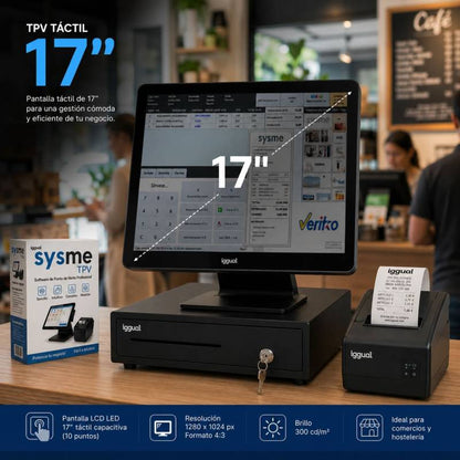 TPV Táctil 17" Completo con Impresora y Cajón